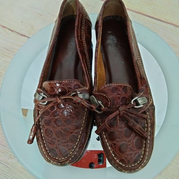 Unisa Brown Flats Leather Loafer Tortoise Print 6B - Picture 3 of 9